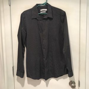 Calvin Klein Black button up w/ gray stripes